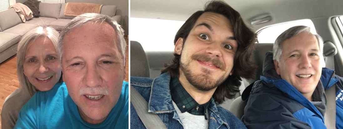 Jim cruises along with his son Caleb in San Diego, California.