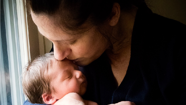 Woman with newborn