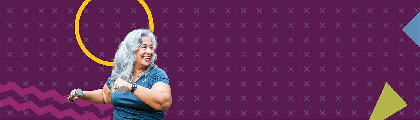 Older woman exercising with weights