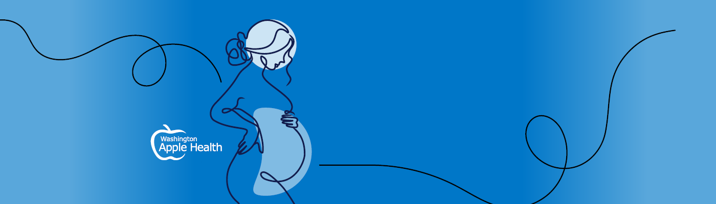 Elegant line drawing of pregnant woman.